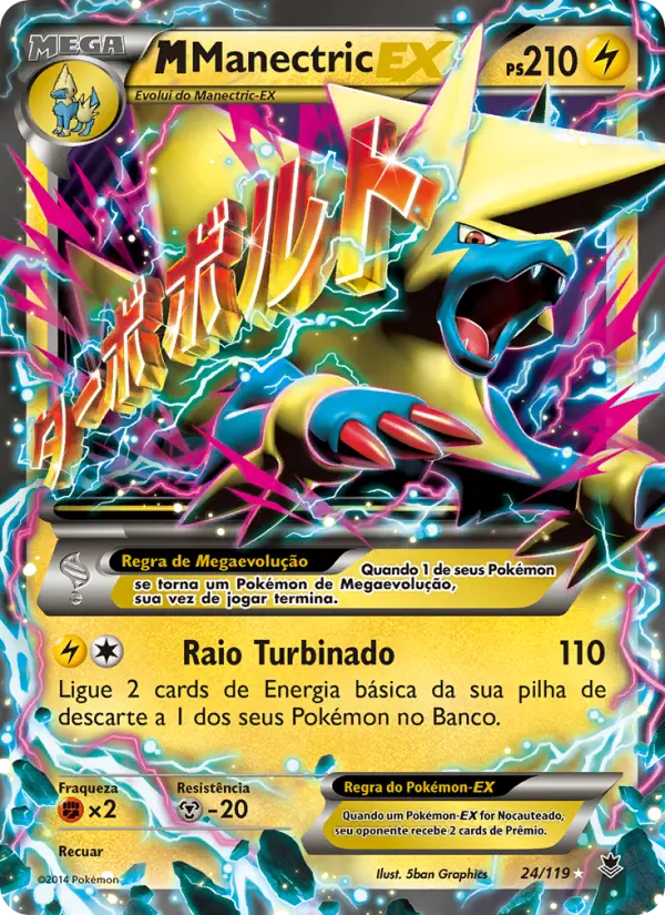 Carta M-Manectric EX, número 24/119 da coleção Força Fantasma