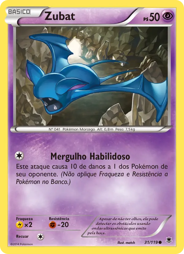 Carta Zubat, número 31/119 da coleção Força Fantasma