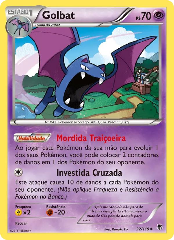 Carta Golbat, número 32/119 da coleção Força Fantasma