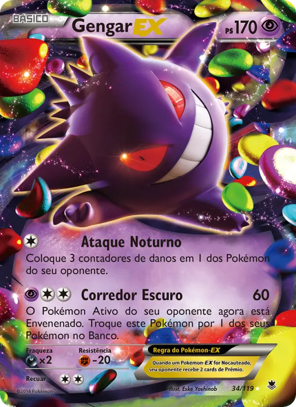 Carta Gengar EX, número 34/119 da coleção Força Fantasma