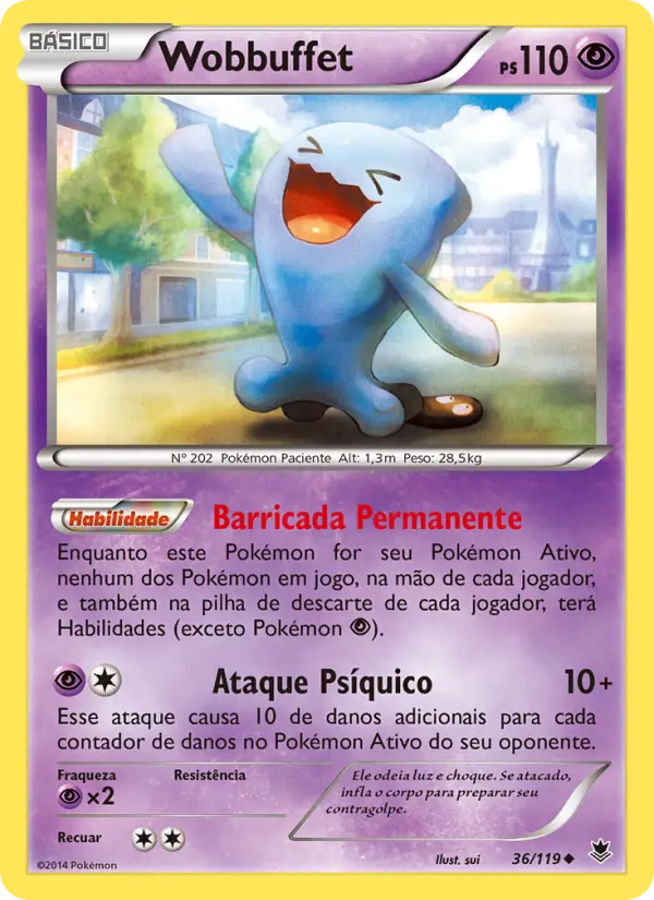 Carta Wobbuffet, número 36/119 da coleção Força Fantasma
