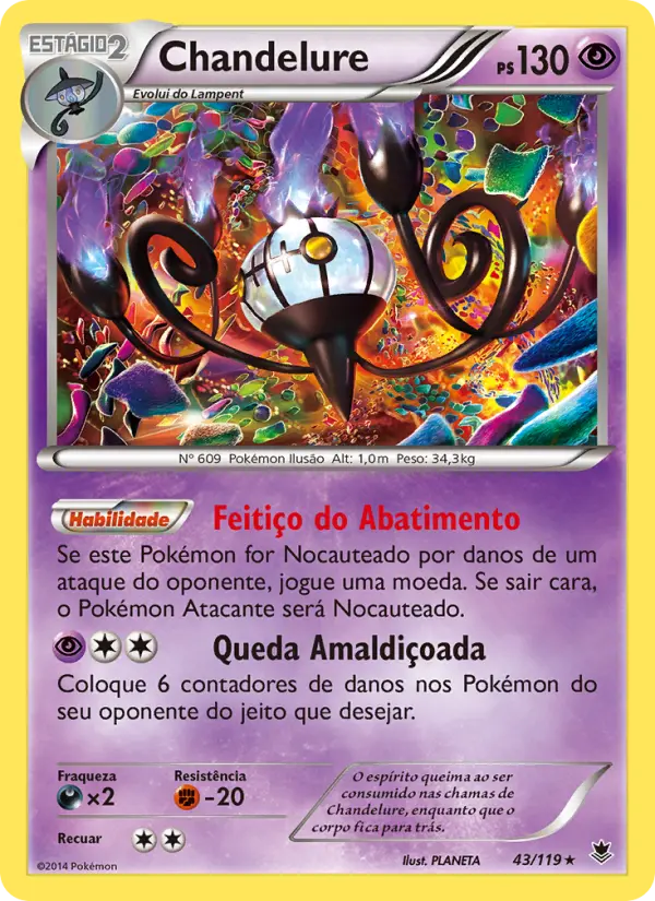 Carta Chandelure, número 43/119 da coleção Força Fantasma