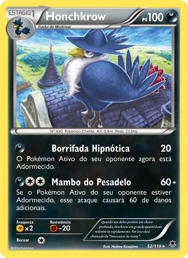 Carta Honchkrow, número 52/119 da coleção Força Fantasma