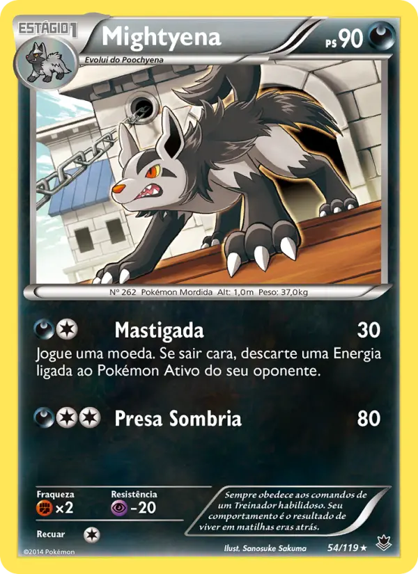 Carta Mightyena, número 54/119 da coleção Força Fantasma