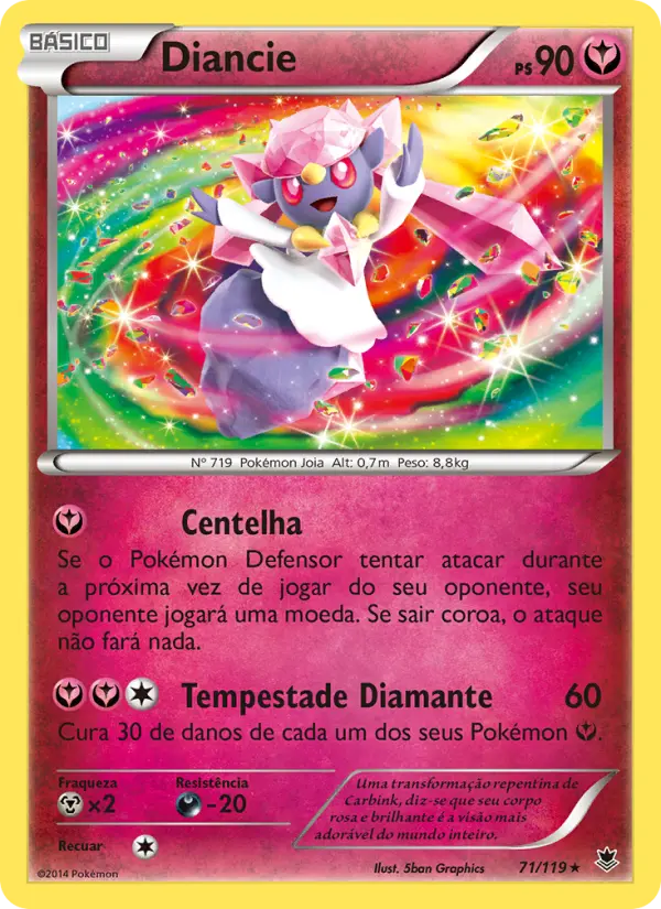 Carta Diancie, número 71/119 da coleção Força Fantasma