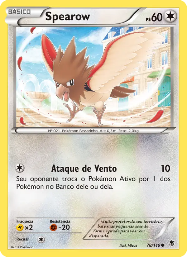 Carta Spearow, número 78/119 da coleção Força Fantasma