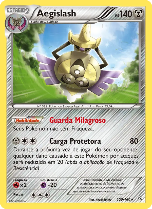 Carta Aegislash, número 100/160 da coleção Conflito Primitivo