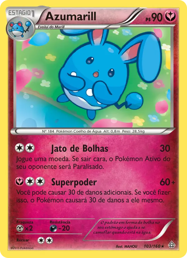 Carta Azumarill, número 103/160 da coleção Conflito Primitivo