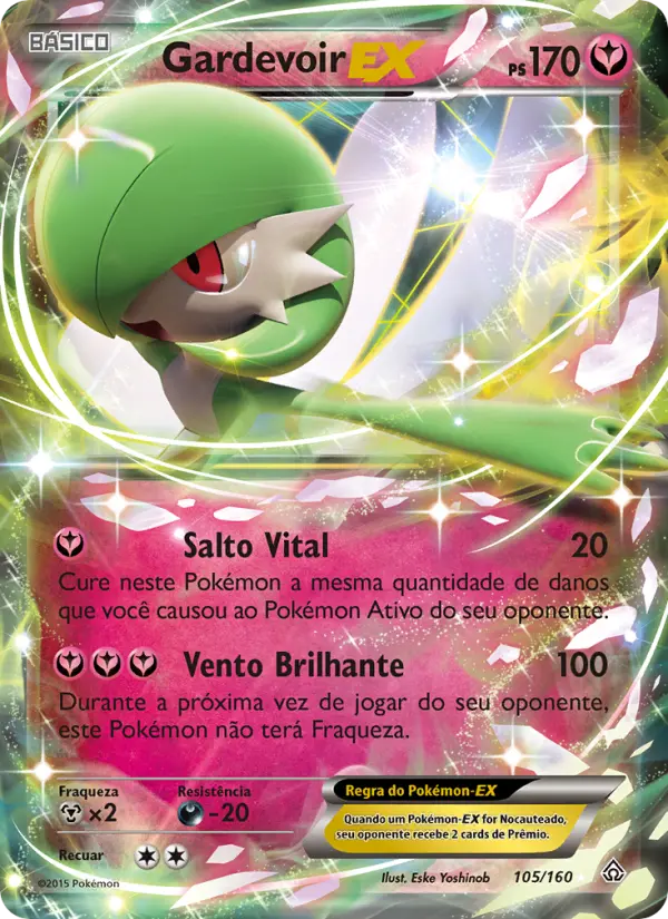 Carta Gardevoir EX, número 105/160 da coleção Conflito Primitivo