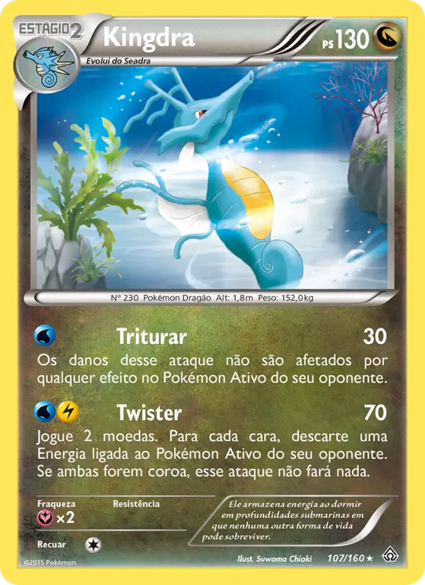 Carta Kingdra, número 107/160 da coleção Conflito Primitivo