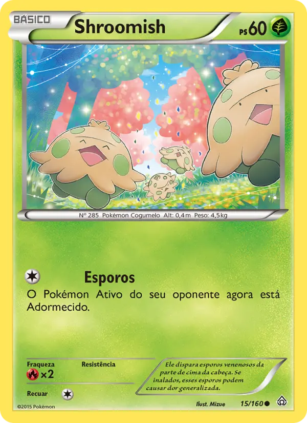 Carta Shroomish, número 15/160 da coleção Conflito Primitivo