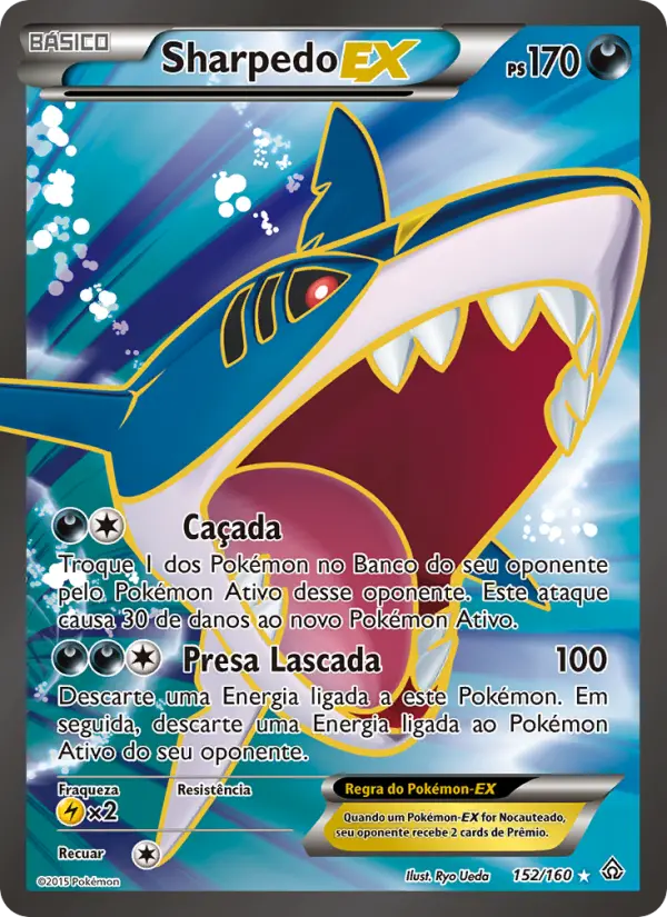 Carta Sharpedo EX, número 152/160 da coleção Conflito Primitivo