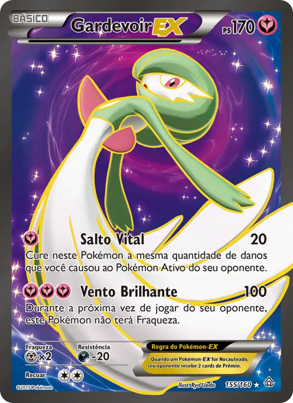 Carta Gardevoir EX, número 155/160 da coleção Conflito Primitivo