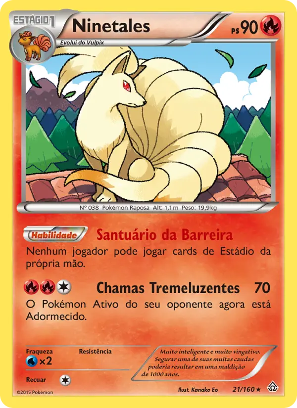Carta Ninetales, número 21/160 da coleção Conflito Primitivo