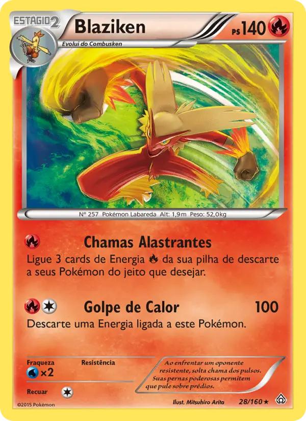Carta Blaziken, número 28/160 da coleção Conflito Primitivo