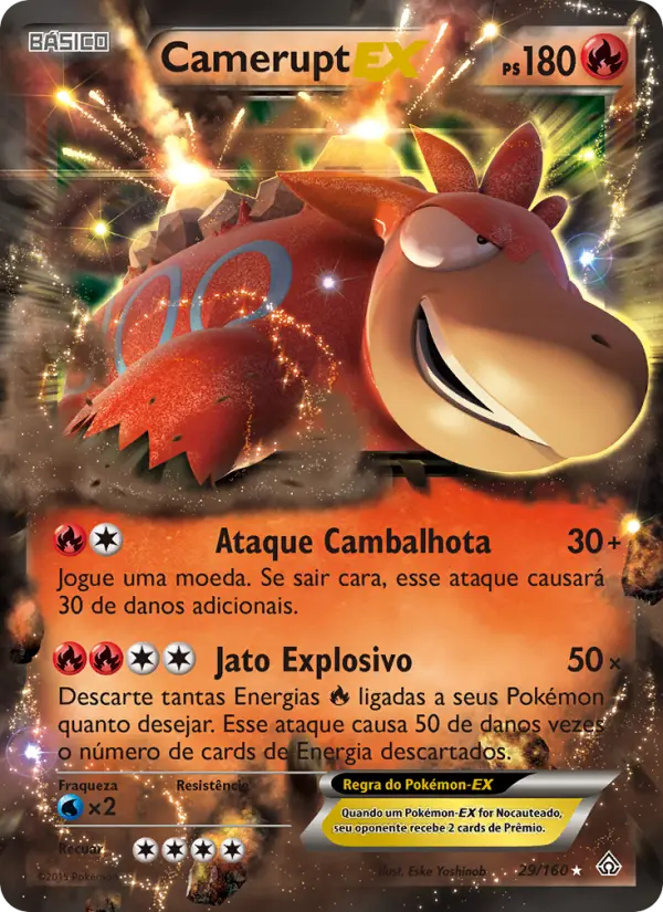 Carta Camerupt EX, número 29/160 da coleção Conflito Primitivo