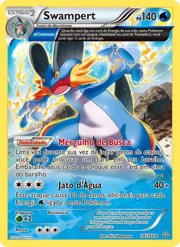 Carta Swampert, número 36/160 da coleção Conflito Primitivo