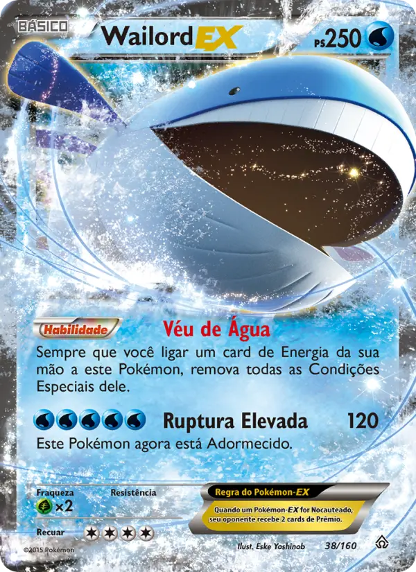Carta Wailord EX, número 38/160 da coleção Conflito Primitivo