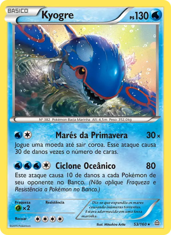 Carta Kyogre, número 53/160 da coleção Conflito Primitivo