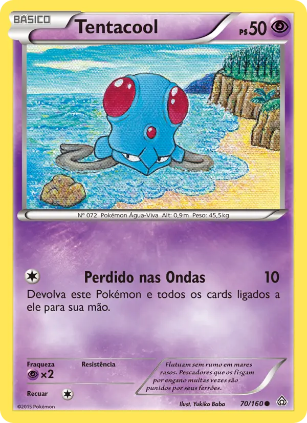 Carta Tentacool, número 70/160 da coleção Conflito Primitivo