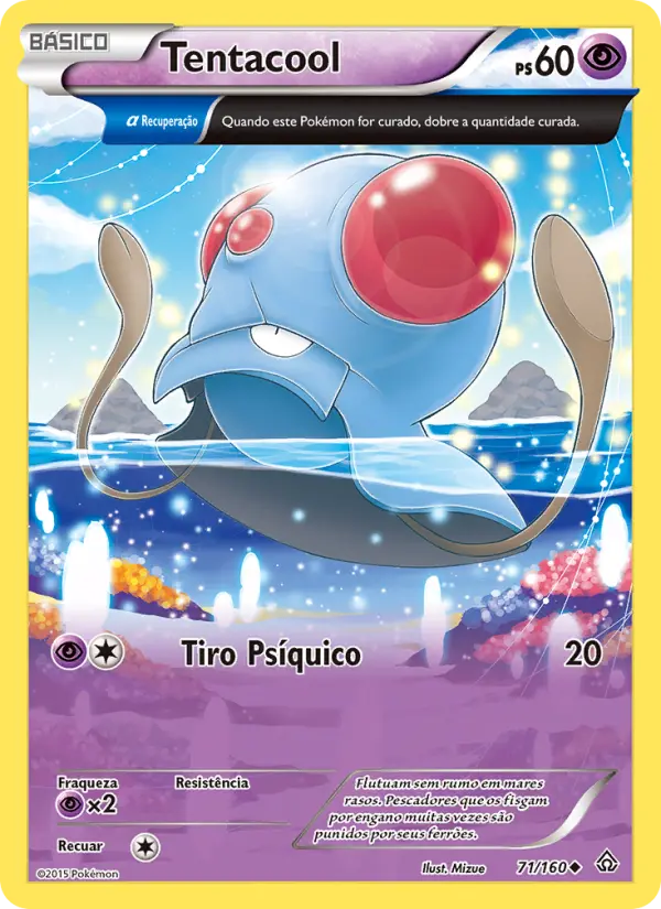 Carta Tentacool, número 71/160 da coleção Conflito Primitivo