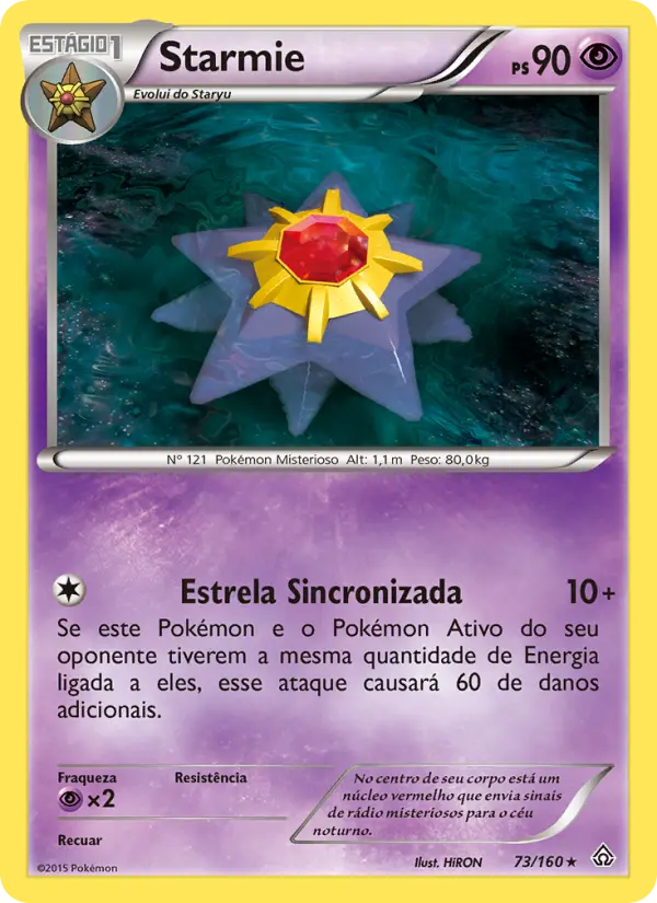 Carta Starmie, número 73/160 da coleção Conflito Primitivo