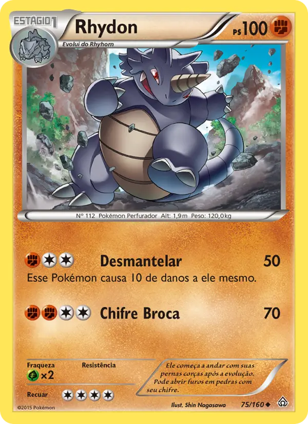 Carta Rhydon, número 75/160 da coleção Conflito Primitivo