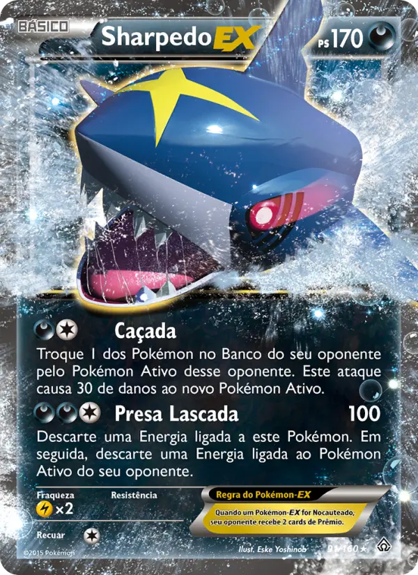 Carta Sharpedo EX, número 91/160 da coleção Conflito Primitivo