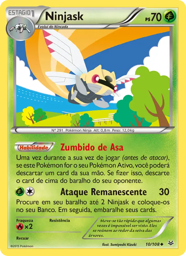 Carta Ninjask, número 10/108 da coleção Céus Estrondosos