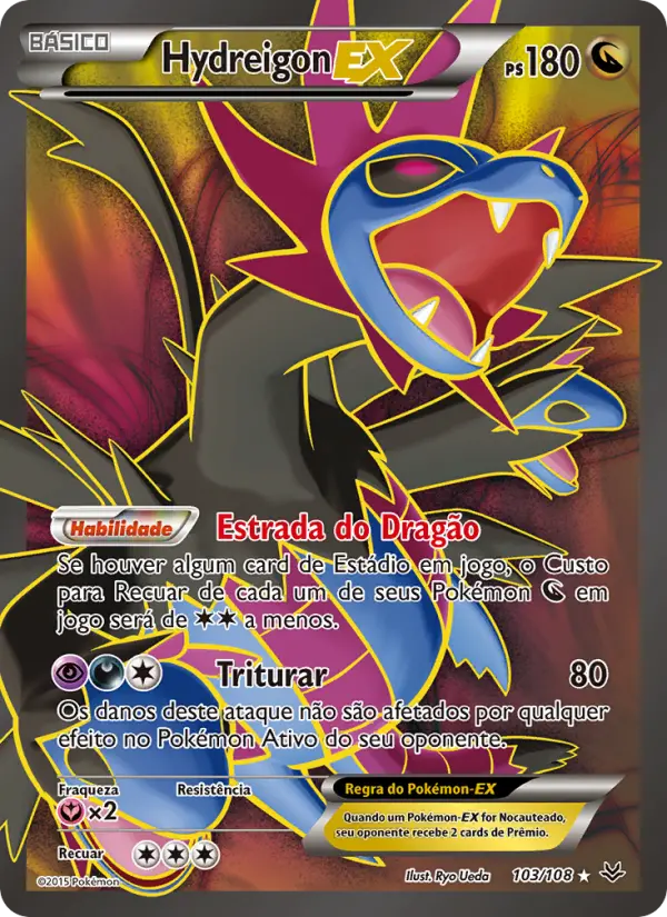 Carta Hydreigon EX, número 103/108 da coleção Céus Estrondosos