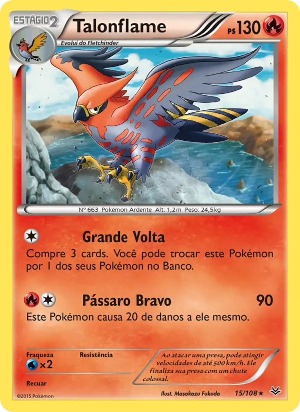 Carta Talonflame, número 15/108 da coleção Céus Estrondosos