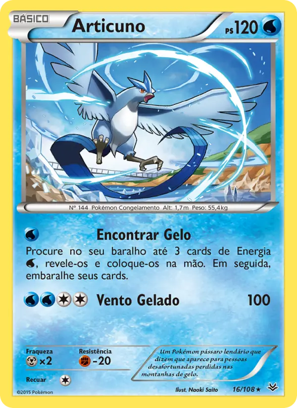 Carta Articuno, número 16/108 da coleção Céus Estrondosos
