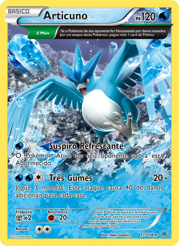 Carta Articuno, número 17/108 da coleção Céus Estrondosos