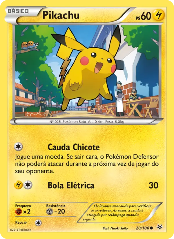 Carta Pikachu, número 20/108 da coleção Céus Estrondosos