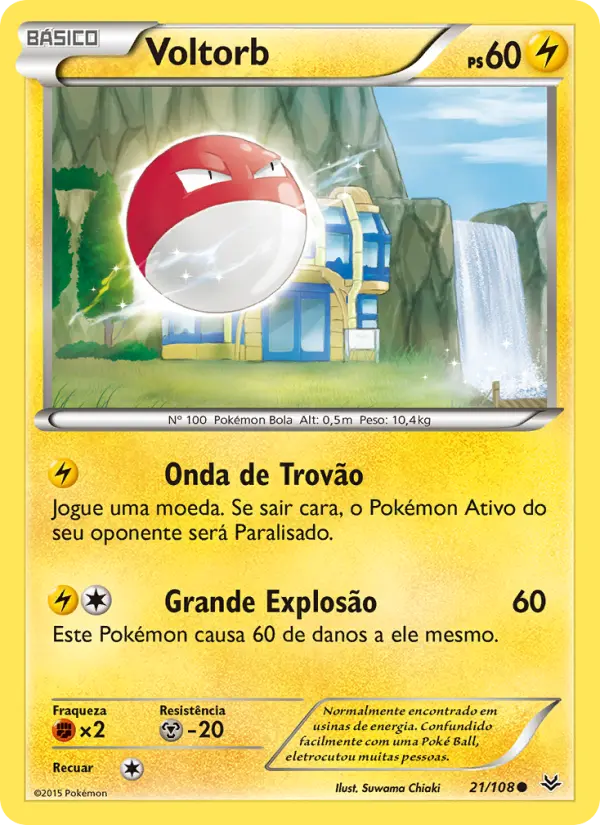 Carta Voltorb, número 21/108 da coleção Céus Estrondosos