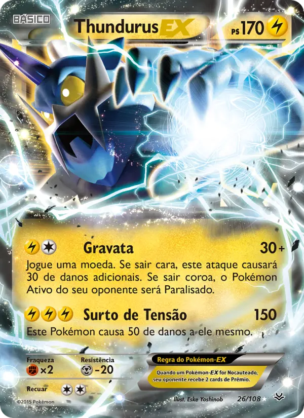 Carta Thundurus EX, número 26/108 da coleção Céus Estrondosos