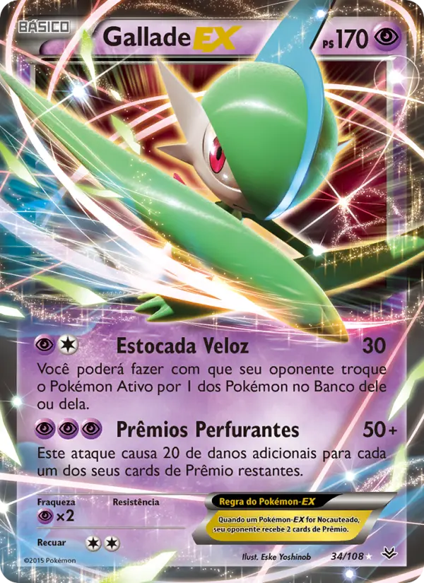 Carta Gallade EX, número 34/108 da coleção Céus Estrondosos