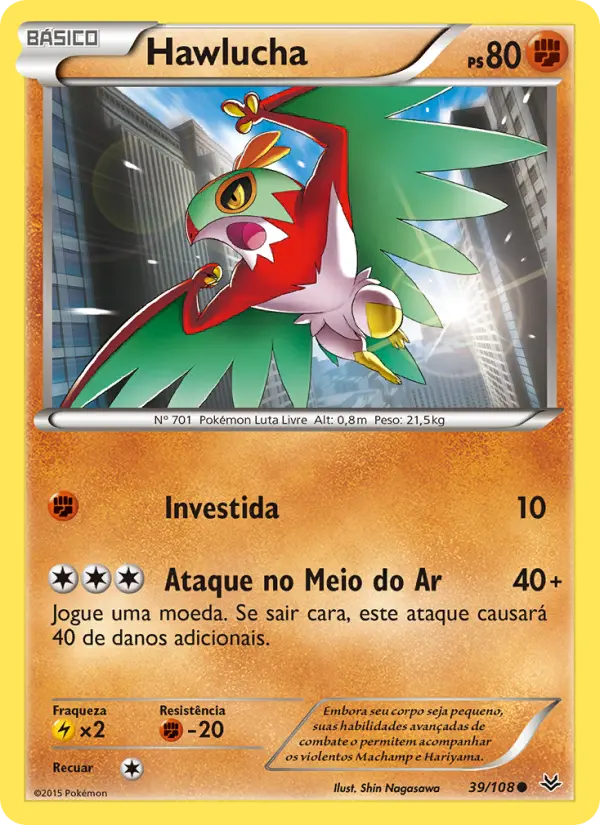 Carta Hawlucha, número 39/108 da coleção Céus Estrondosos