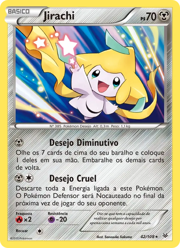 Carta Jirachi, número 42/108 da coleção Céus Estrondosos