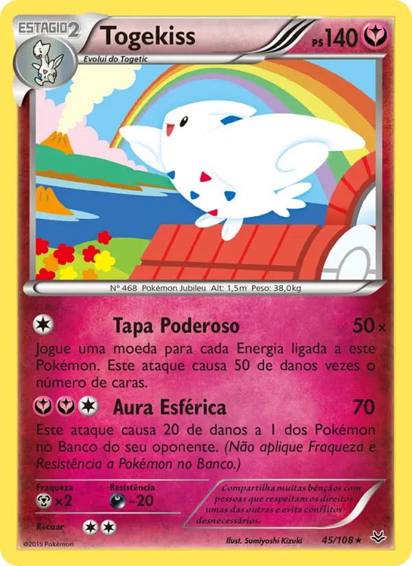 Carta Togekiss, número 45/108 da coleção Céus Estrondosos