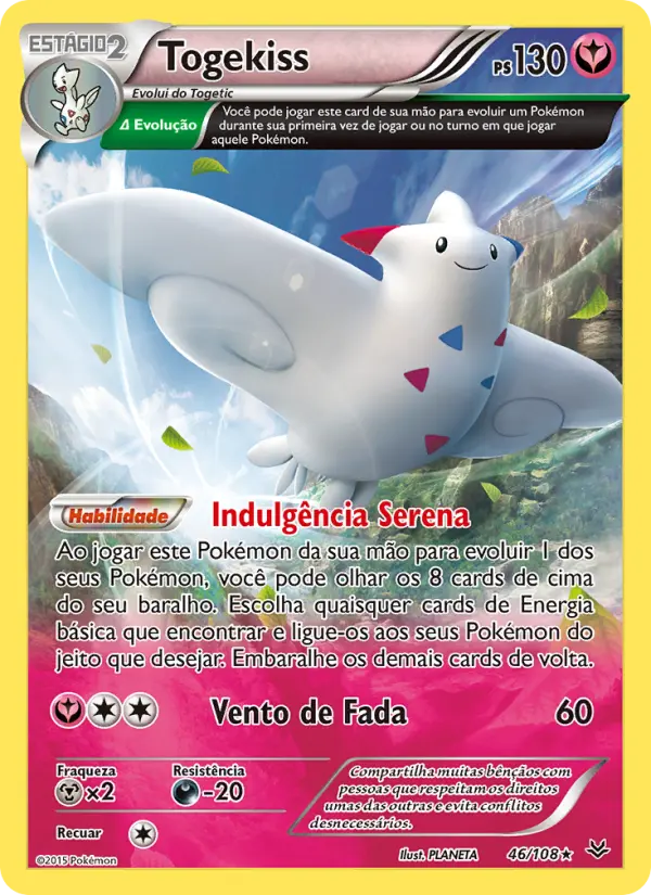Carta Togekiss, número 46/108 da coleção Céus Estrondosos
