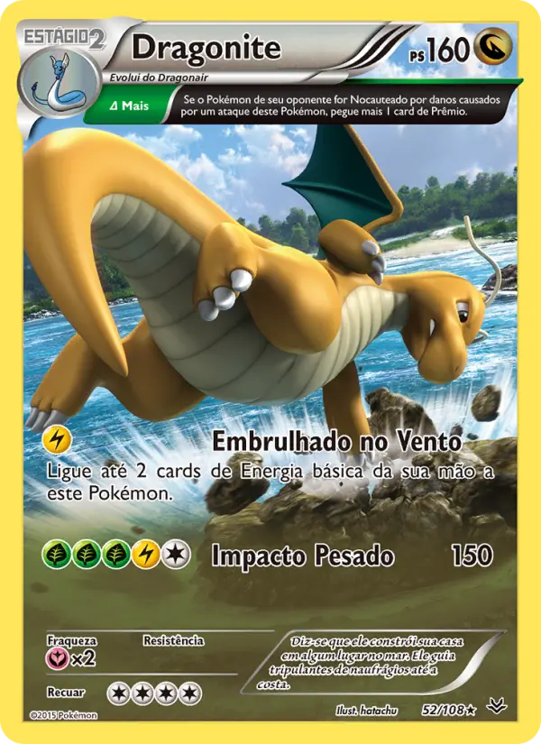Carta Dragonite, número 52/108 da coleção Céus Estrondosos