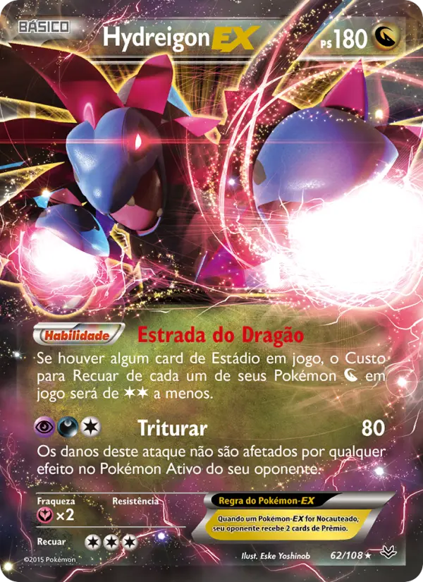Carta Hydreigon EX, número 62/108 da coleção Céus Estrondosos