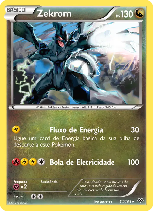 Carta Zekrom, número 64/108 da coleção Céus Estrondosos