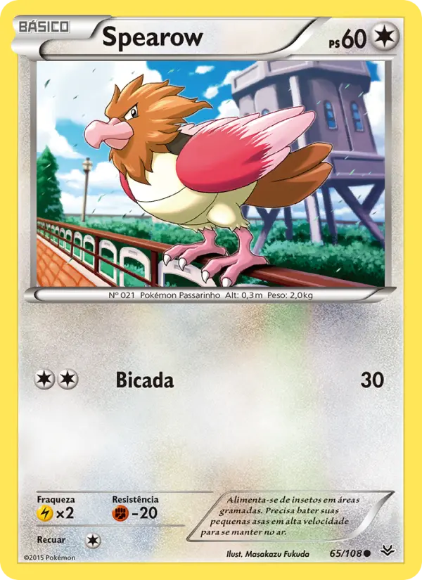 Carta Spearow, número 65/108 da coleção Céus Estrondosos
