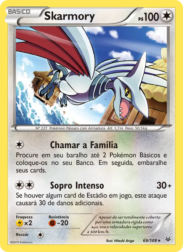 Carta Skarmory, número 69/108 da coleção Céus Estrondosos