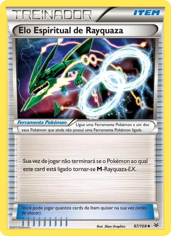 Carta Elo Espiritual de Rayquaza, número 87/108 da coleção Céus Estrondosos
