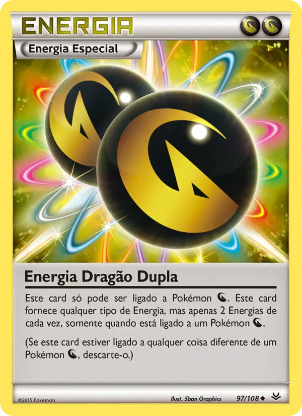 Carta Energia Dragão Dupla, número 97/108 da coleção Céus Estrondosos