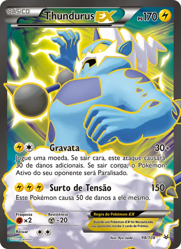 Carta Thundurus EX, número 98/108 da coleção Céus Estrondosos