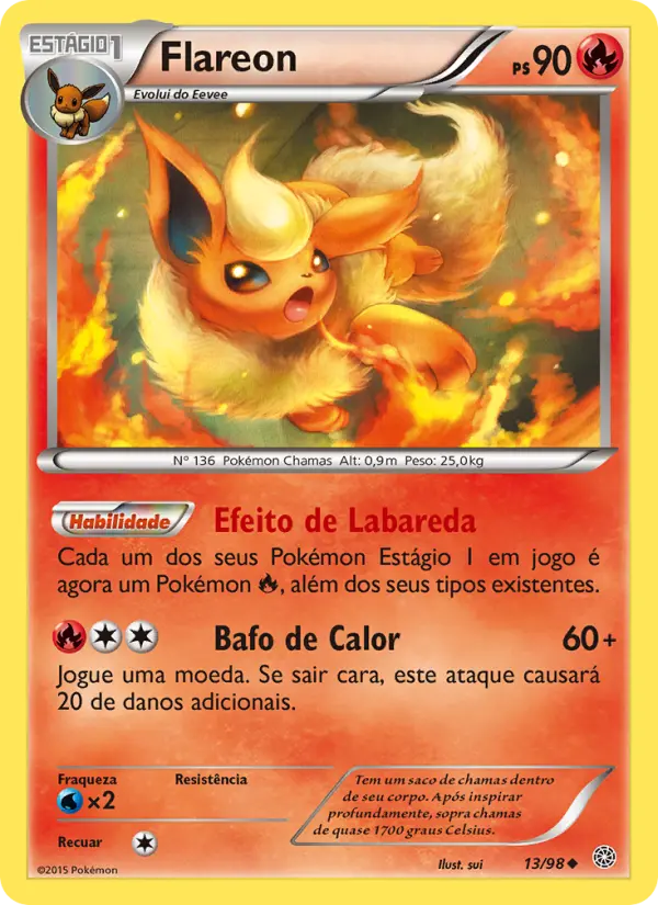 Carta Flareon, número 13/98 da coleção Origens Ancestrais